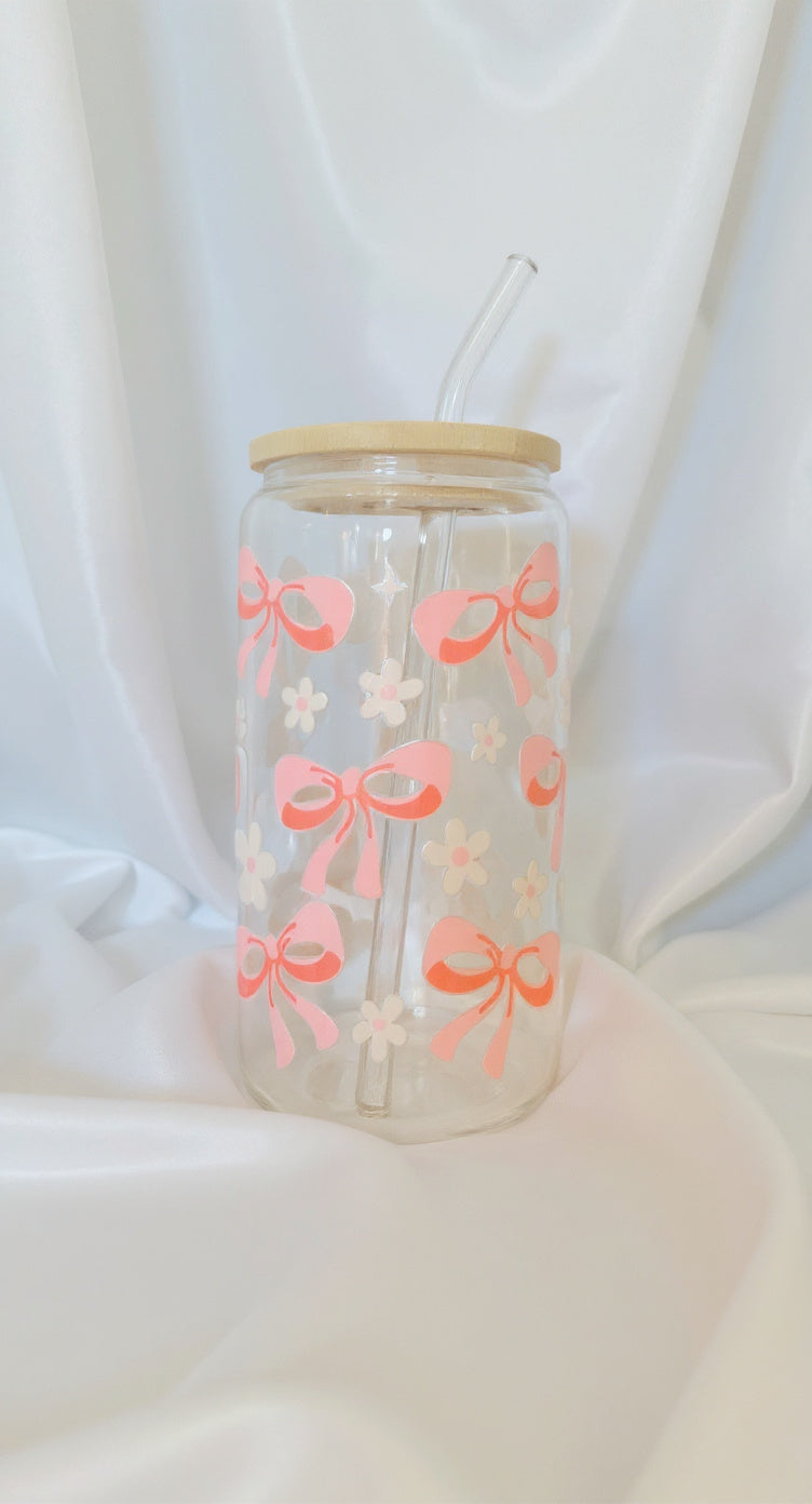 Flowers & Bows Glass Tumbler