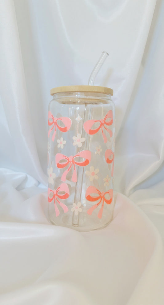 Flowers & Bows Glass Tumbler