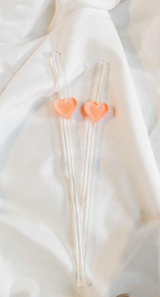 Straws - Pink Large Heart