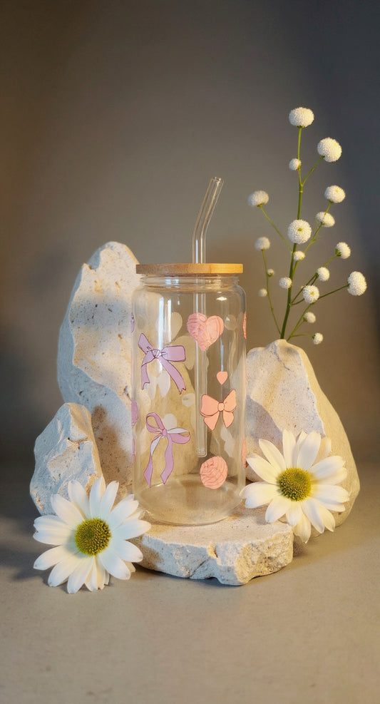 Big bows & hearts Glass Tumbler