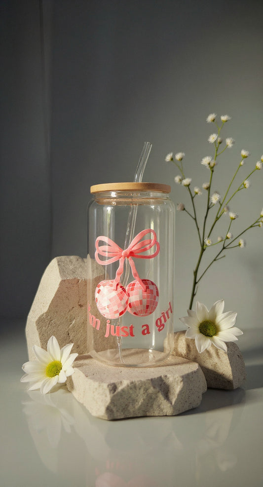 I'm Just A Girl Glass Tumbler