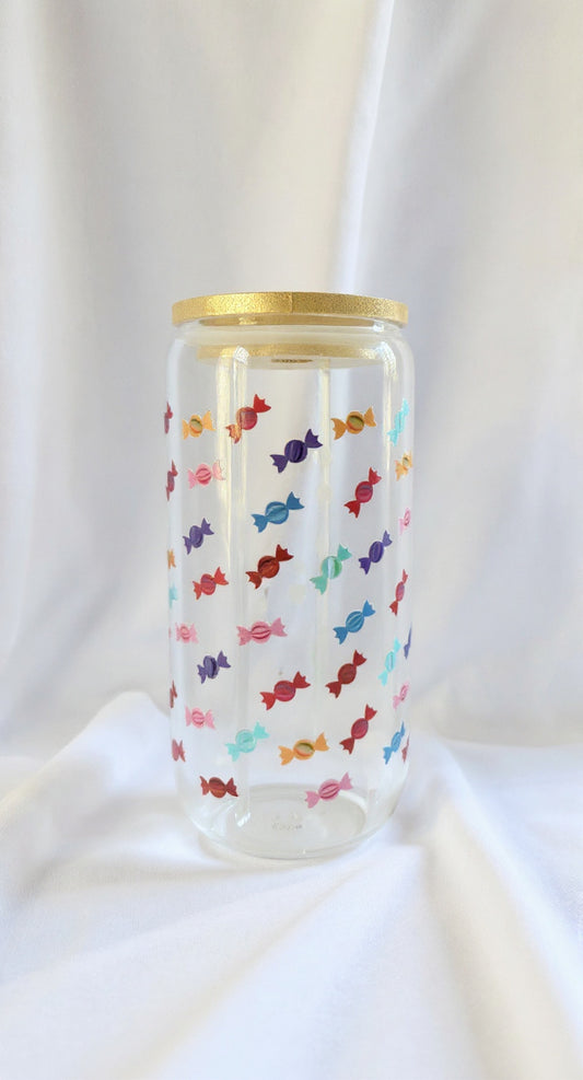 Lollies - 16oz Glass Tumber with Lid, Straw &amp; Cleaner