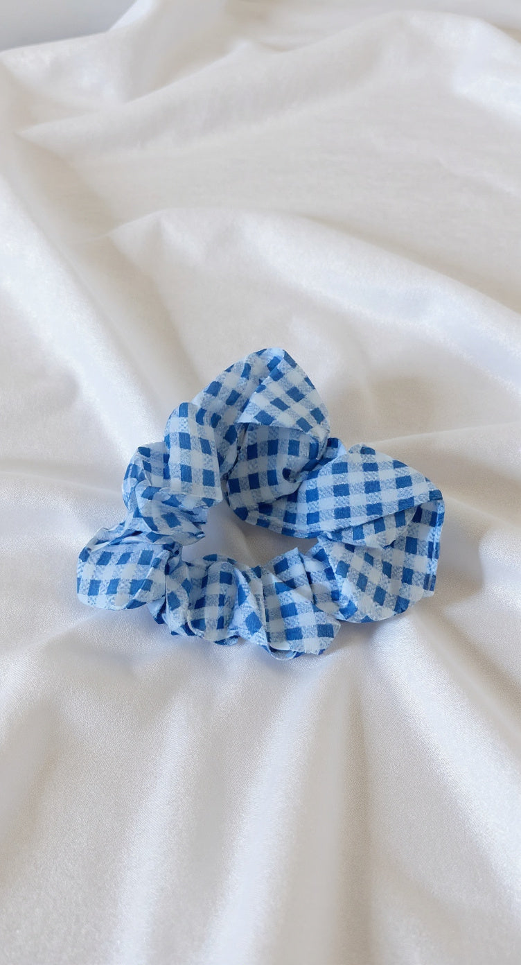 Scrunchies -  Dark Checks Blue Pattern