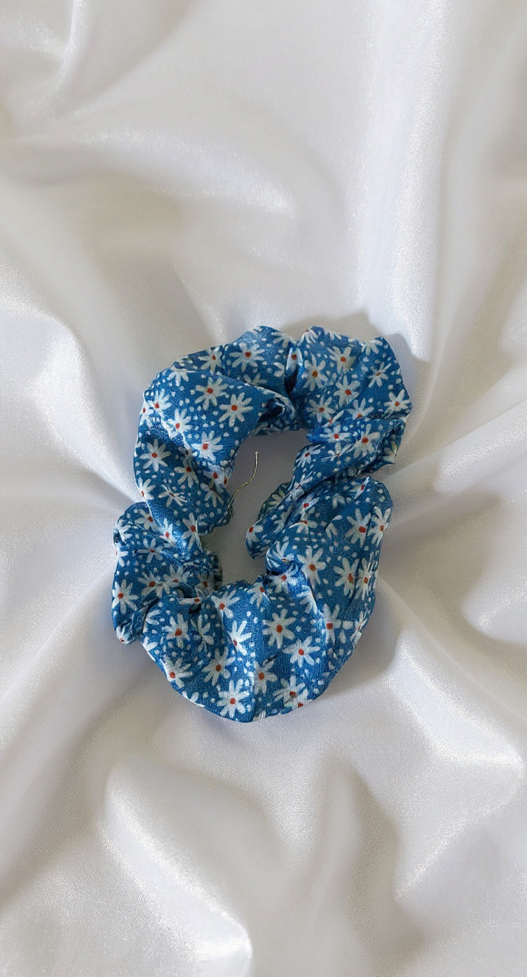 Scrunchies -  Flower Blue Pattern
